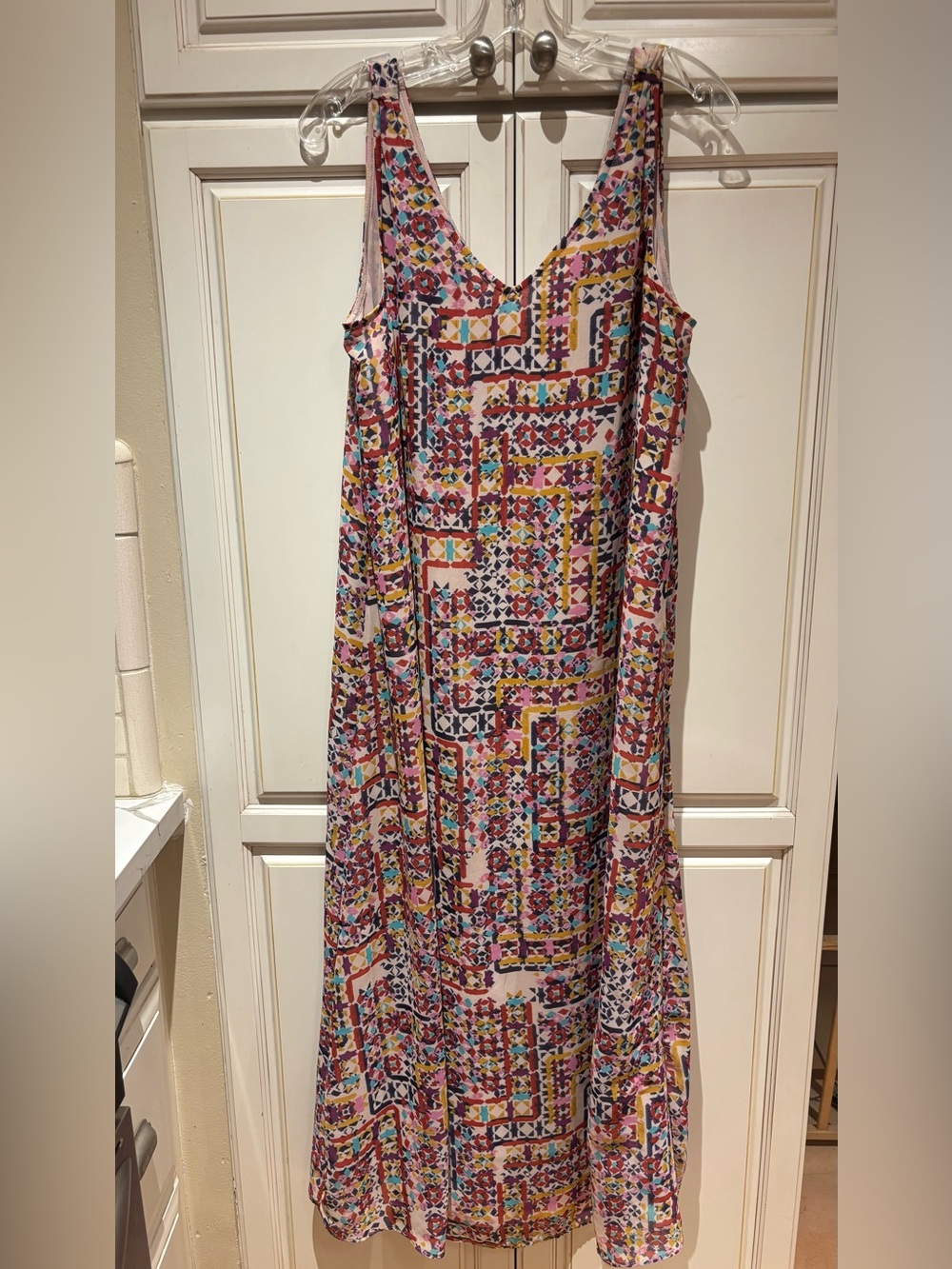 Philosophy Multicolor Geometric Print Maxi Dress Size S inner lined